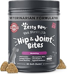 Zesty Paws Vet Strength Hip & Joint Soft Chews Glucosamine Mobility Supplement for Dogs, 90 count