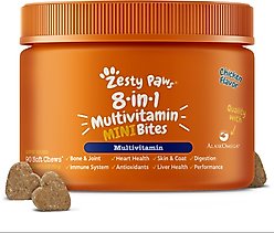 Zesty Paws 8-in-1 Mini Bites Chicken Flavored Soft Chews Multivitamin Supplement for Small Dogs, 90 count
