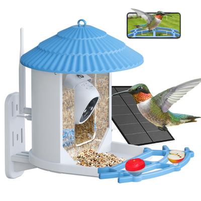 Show full view: Aoruefar Smart Bird Feeder with Camera, Blue slide 1 of 7