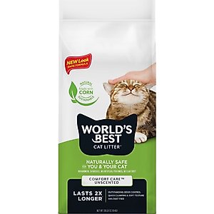 World's Best Comfort Care Unscented Clumping Corn Litter, 28-lb bag