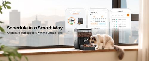 Show full view: OneIsAll Cordless Wi-Fi Automatic Cat Feeder, 12 cups, Medium slide 7 of 11