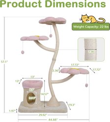 Coziwow 57-in Flower Plush Scratching Posts & Iron Frame Multi-Level Cat Tree & Condo slide 2 of 9
