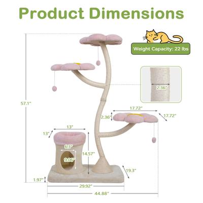 Show full view: Coziwow 57-in Flower Plush Iron Frame Cat Tree & Condo slide 3 of 10