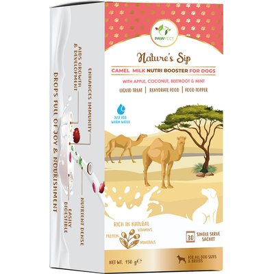 Pawfect Pawfect Nature's Sip Camel Milk Powder with Apple, Coconut, Beetroot & Mint Grain-Free Dog Food Topper & Liquid Treat, 5.29-oz carton