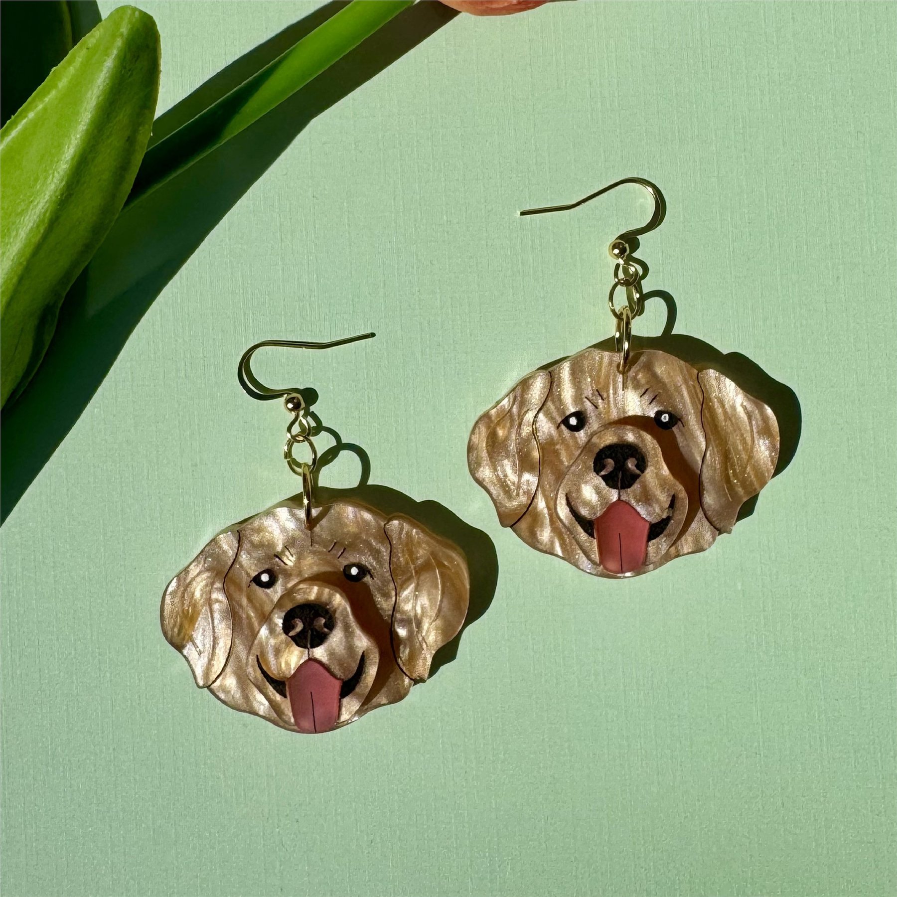 Not Picasso Golden Retriever Earrings