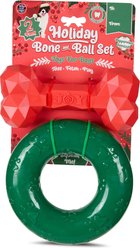 Bow-Wow Pet Christmas Holiday Bone & Wreath Squeaky Dog Toys, 2 count