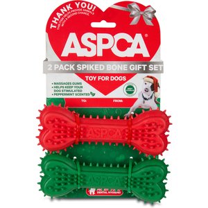 ASPCA Holiday Spiky Bones Tough Dog Chew Toys, 2 count