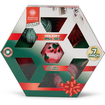 American Kennel Club American Kennel Club Christmas Sports 7-Piece Holiday Dog Ball Toy Gift Set