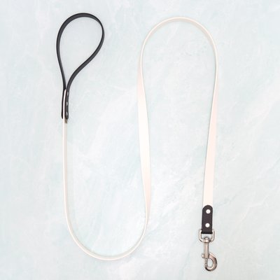 Mimi Green Mimi Green Two Tone Waterproof Biothane Dog Leash, White/Black, 6-ft long, 1-in wide
