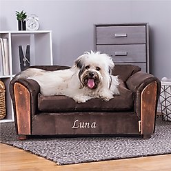 Moots Personalized VIP Microsuede Oak Couch Dog Bed with Removable Cover, Chocolate, Medium