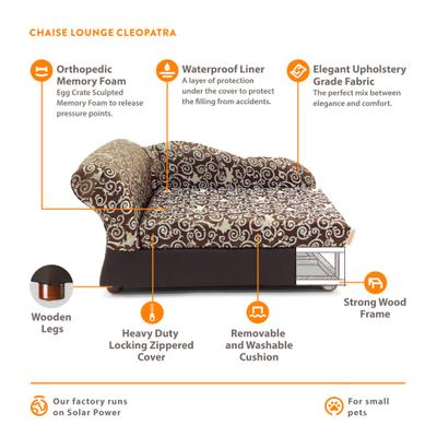 Show full view: Moots Personalized Cleopatra Chaise Lounge Cat & Dog Bed with Removable Cover, Chocolate Brown, Medium slide 5 of 7