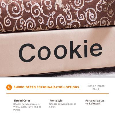 Show full view: Moots Personalized Cleopatra Chaise Lounge Cat & Dog Bed with Removable Cover, Chocolate Brown, Medium slide 3 of 7