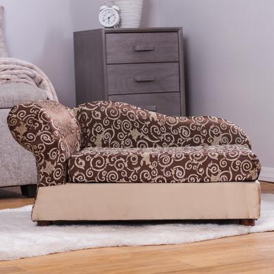 Show full view: Moots Personalized Cleopatra Chaise Lounge Cat & Dog Bed with Removable Cover, Chocolate Brown, Medium slide 2 of 7