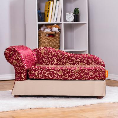 Show full view: Moots Personalized Cleopatra Chaise Lounge Cat & Dog Bed with Removable Cover, Burgundy, Medium slide 2 of 7