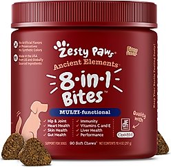 Zesty Paws Ancient Elements 8-in-1 Bites Bison Flavored Soft Chews Multivitamin for Dogs, 90 count