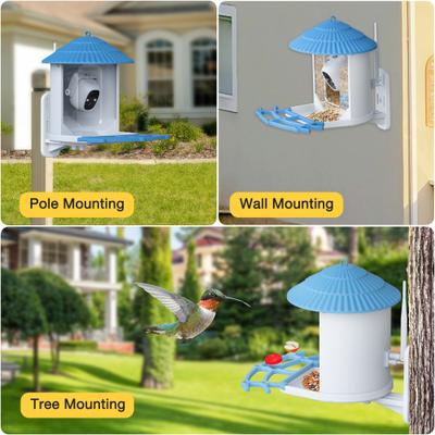 Show full view: Aoruefar Smart Bird Feeder with Camera, Blue slide 6 of 7