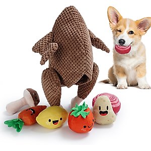Nocciola 7-in-1 Variety Pack Squeaky Interactive Turkey Puzzle Dog Toy, 7 count