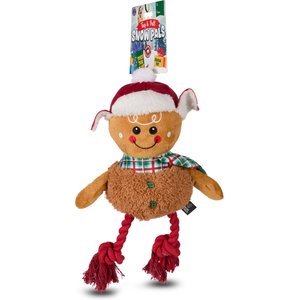 Bow-Wow Pet Christmas Gingerbread Rope Leg Plush Dog Tug Toy