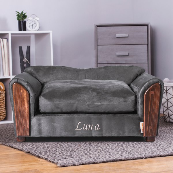 MOOTS Personalized VIP Microsuede Oak Couch Dog Bed with Removable