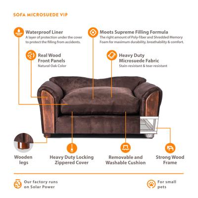 Show full view: Moots Personalized VIP Microsuede Oak Couch Dog Bed with Removable Cover, Chocolate, Medium slide 5 of 7