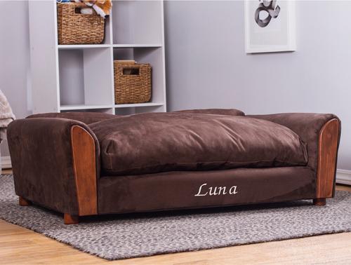 Show full view: Moots Personalized VIP Microsuede Oak Couch Dog Bed with Removable Cover, Chocolate, Large slide 2 of 7