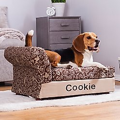 Moots Personalized Cleopatra Chaise Lounge Cat & Dog Bed with Removable Cover, Chocolate Brown, Medium