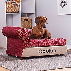 Moots Personalized Cleopatra Chaise Lounge Cat & Dog Bed with Removable Cover, Burgundy, Medium