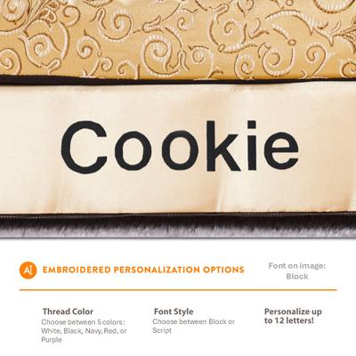 Show full view: Moots Personalized Cleopatra Chaise Lounge Cat & Dog Bed with Removable Cover, Metallic Gold, Medium slide 3 of 7