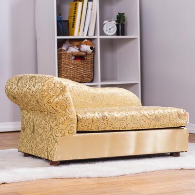 Show full view: Moots Personalized Cleopatra Chaise Lounge Cat & Dog Bed with Removable Cover, Metallic Gold, Medium slide 2 of 7