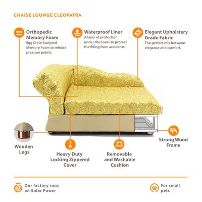 Show full view: Moots Personalized Cleopatra Chaise Lounge Cat & Dog Bed with Removable Cover, Metallic Gold, Medium slide 5 of 7