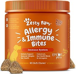 Zesty Paws Allergy & Immune Bites Allergies, Immune, & Gut Support Peanut Butter Flavored Soft Chews Supplement for Dogs, 90 count