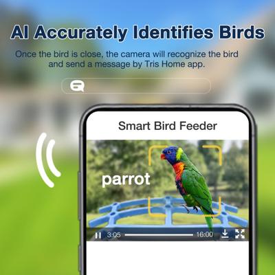 Show full view: Aoruefar Smart Bird Feeder with Camera, Blue slide 2 of 7