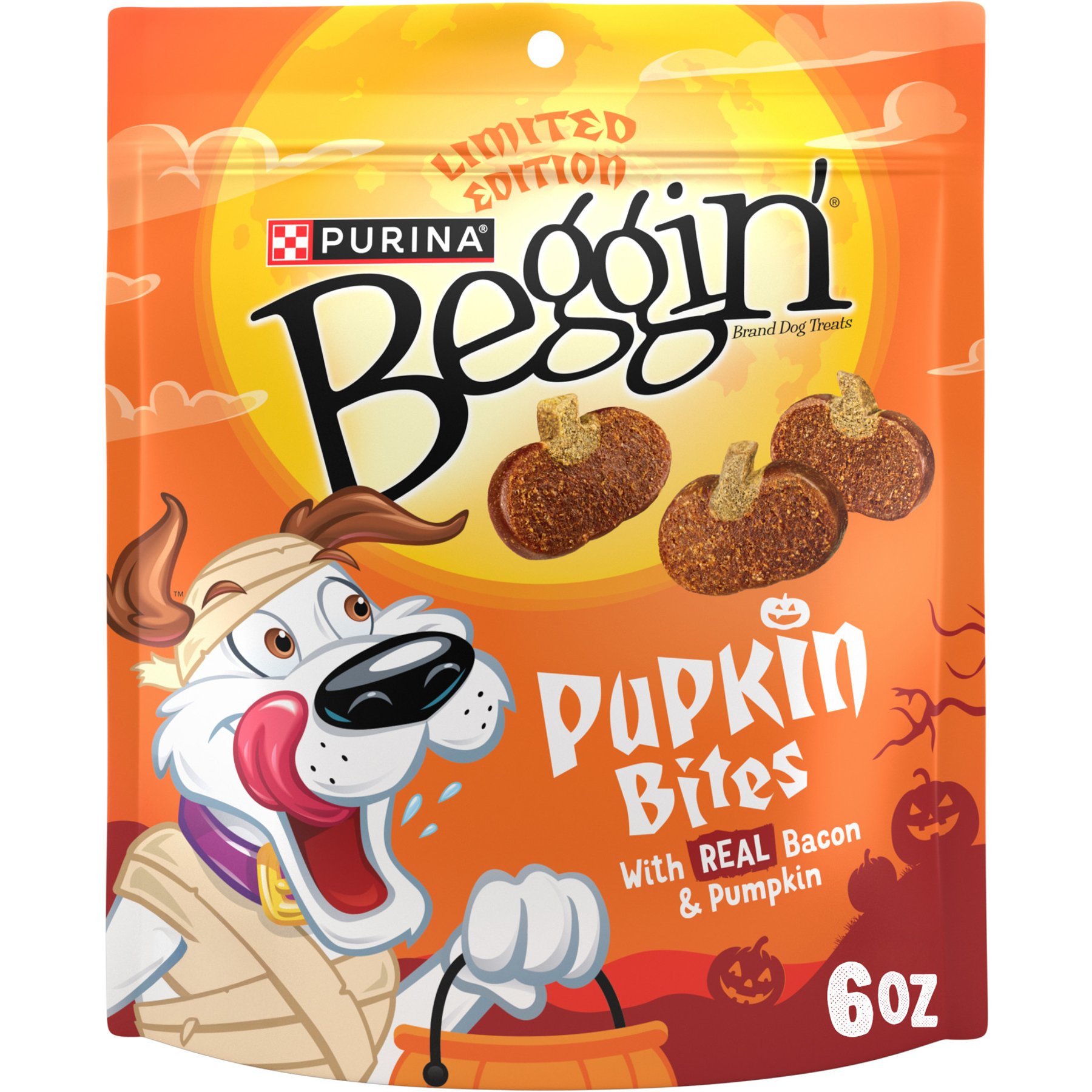 Beggin' Pupkin Bites with Bacon Halloween Dog Treats, 6-oz pouch