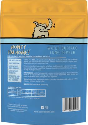 Show full view: Honey I'm Home! Lip-Smackin' Lung Natural Water Buffalo Dog Meal Topper, 2.01-oz bag slide 3 of 5