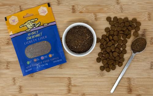 Show full view: Honey I'm Home! Lickity Liver Natural Water Buffalo Dog Meal Topper, 4.23-oz bag slide 4 of 5