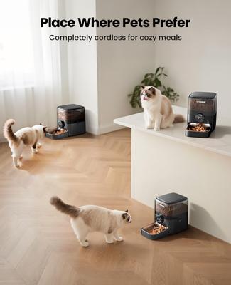 Show full view: OneIsAll Cordless Wi-Fi Automatic Cat Feeder, 12 cups, Medium slide 4 of 11