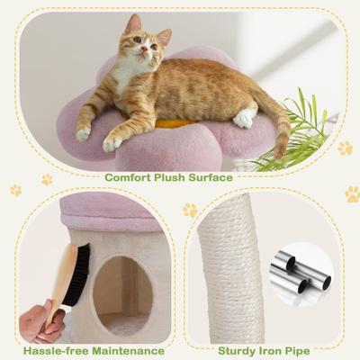 Show full view: Coziwow 57-in Flower Plush Iron Frame Cat Tree & Condo slide 7 of 10