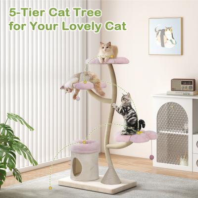 Show full view: Coziwow 57-in Flower Plush Iron Frame Cat Tree & Condo slide 5 of 10