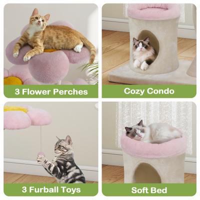 Show full view: Coziwow 57-in Flower Plush Iron Frame Cat Tree & Condo slide 4 of 10