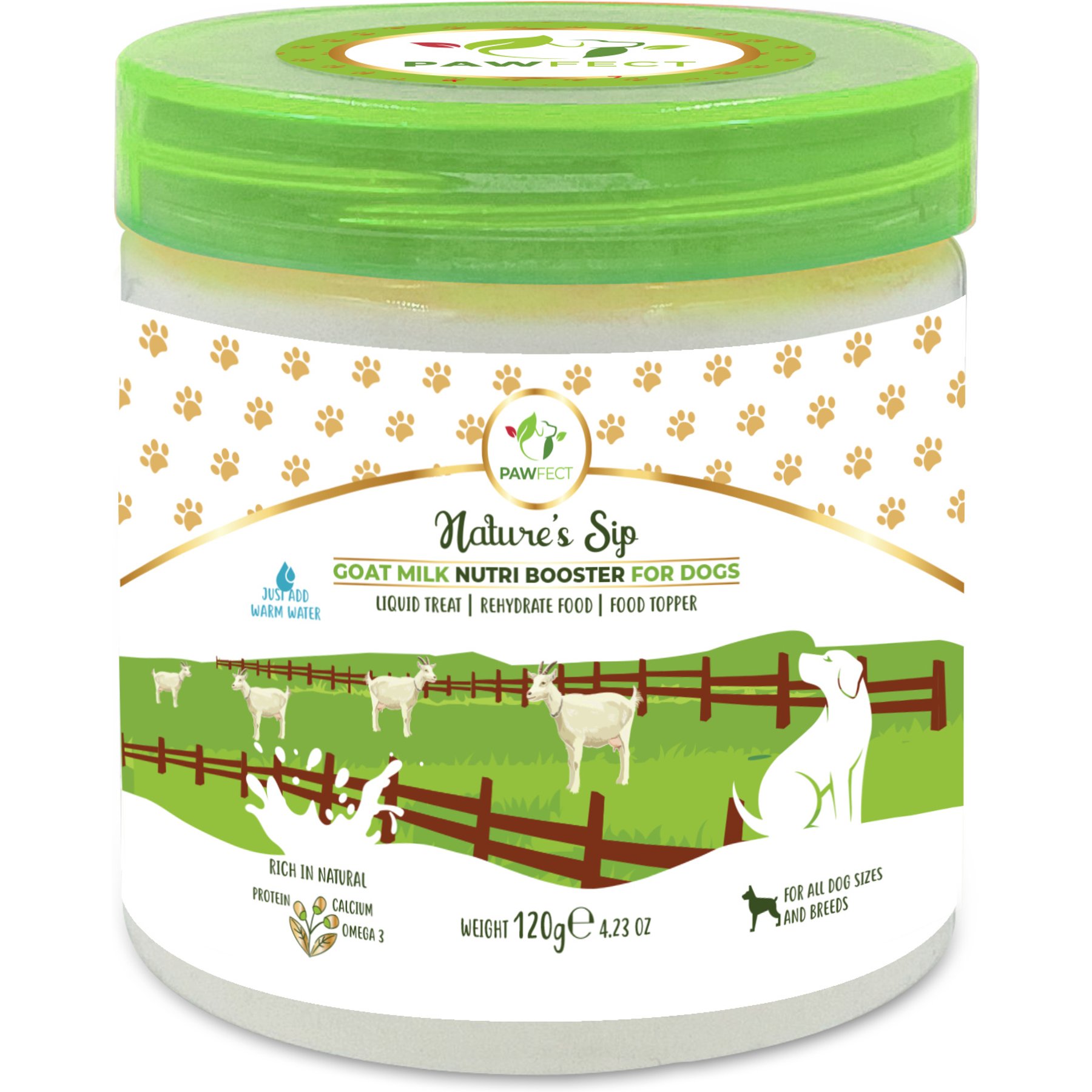 Pawfect Nature Sip Goat Milk Powder Grain-Free Dog Food Topper & Liquid Treat, 4.23-oz jar