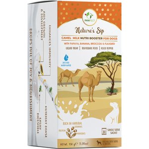 Pawfect Nature's Sip Camel Milk Powder with Papaya, Banana, Broccoli & Flaxseed Grain-Free Dog Food Topper & Liquid Treat, 5.29-oz carton