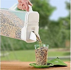 Buddeez Bird Seed Dispenser with Double Pour Spout, Clear & White, 4-qt slide 2 of 3