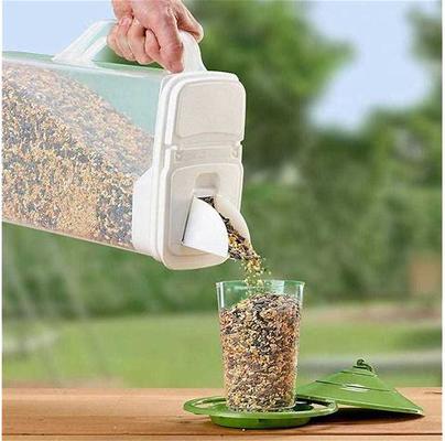 Show full view: Buddeez Bird Seed Dispenser with Double Pour Spout, Clear & White, 4-qt slide 3 of 3