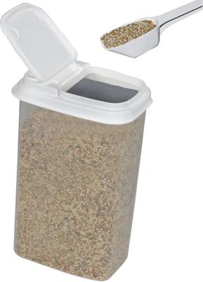 Show full view: Buddeez Bird Seed Dispenser with Scoop, Clear & White, 1.6-qt slide 2 of 3