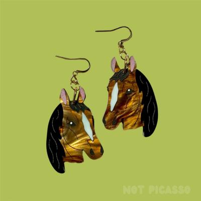 Show full view: Not Picasso Brown Horse Earrings slide 4 of 6