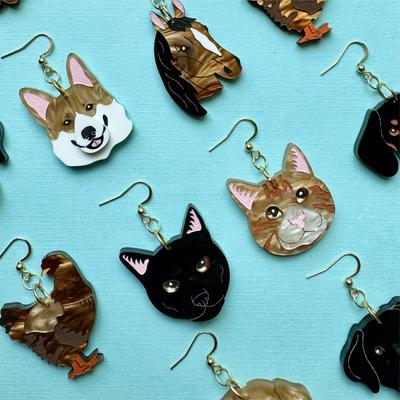 Show full view: Not Picasso Tabby Cat Earrings slide 4 of 6