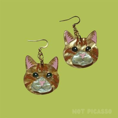 Show full view: Not Picasso Tabby Cat Earrings slide 2 of 6
