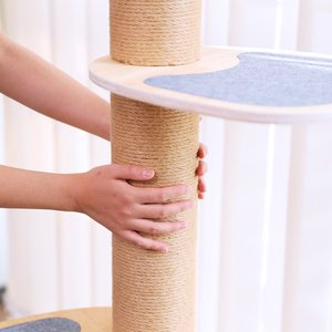 FUKUMARU 118-in Jute Rope Floor-to-Ceiling Cat Tree & Condo with Hammock, Brown