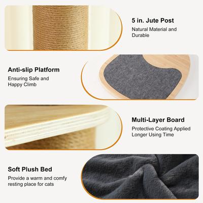 Show full view: FUKUMARU 118-in Jute Rope Floor-to-Ceiling Cat Tree & Condo with Hammock, Brown slide 4 of 11