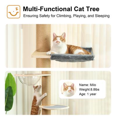 Show full view: FUKUMARU 118-in Jute Rope Floor-to-Ceiling Cat Tree & Condo with Hammock, Brown slide 2 of 11